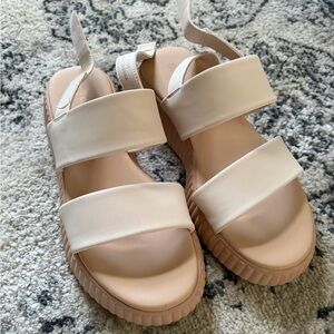 Women’s Cream Platform Strap Sandals